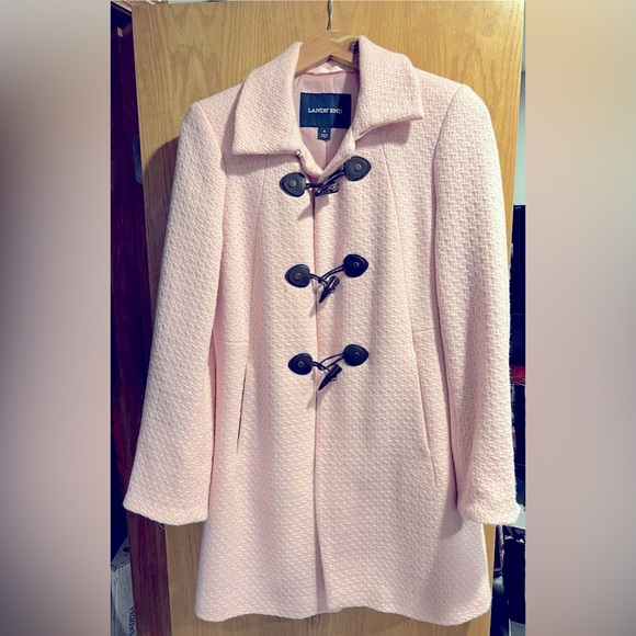 Lands end basketweave toggle pink coat NEVER WORN - Picture 3 of 6